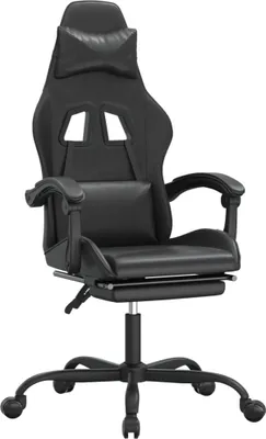 Produktbild von Gaming-Stuhl mit Fußstütze Schwarz Kunstleder