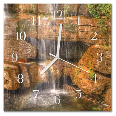 Immagine prodotto di Orologio da parete Tulup Glasuhr, orologio da cucina, vetro vero, 30x30 cm, design moderno e decorativo, silenzioso, lancette bianche - modello "Cascata"