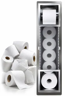 Produktbild von BADLAND Unterputz Wandnische Toilettenpapierhalter WALL BOX PAPER 2 Silber, mit Toilettenpapieraufbewahrung