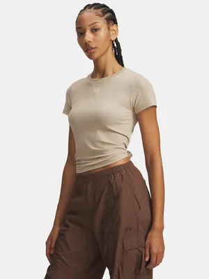 Image de T-shirt manches courtes sans coutures Under Armour UA Vanish pour femmes, couleur marron, taille LG