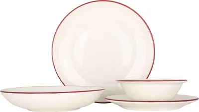 Image de Service de vaisselle Bonna (moyen) - Linea Burgundy - 24 pièces - 6 couverts - Porcelaine