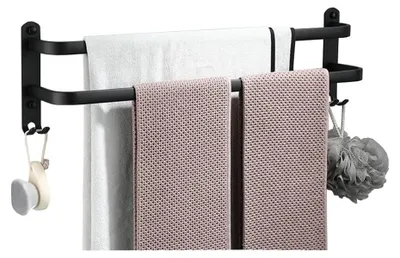 Imagen del producto de Soporte para toallas de 40 cm, autoadhesivo - Estante para toallas tipo escalera de 2 niveles