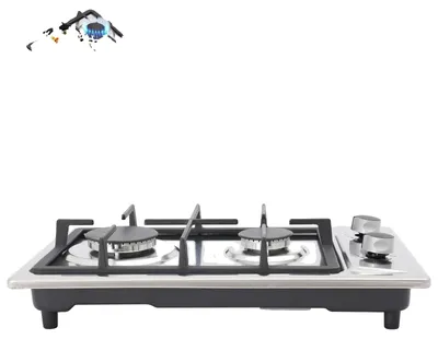 Produktbild von Gasherd, 2 Brenner, 3KW + 1,75KW Leistung, Pulszündung, Abmessungen 51 x 31 x 10 cm, Edelstahlmaterial