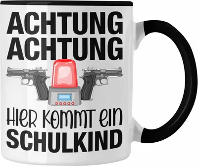 Produktbild von Trendation - Einschulung Junge Achtung Schulkind Geschenk für Schultüte Füllung Tasse Schulstart 1. Schultag Schuleinführung Schulanfang Geschenkidee 2022 (Schwarz)
