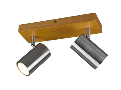 Immagine prodotto di Trio 2 faretti da soffitto MARLEY argento opaco con legno