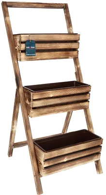 Image de Étagère à fleurs KOTARBAU®, modèle "Blumentreppe" avec insert, 3 niveaux, dimensions 46x58x105 cm