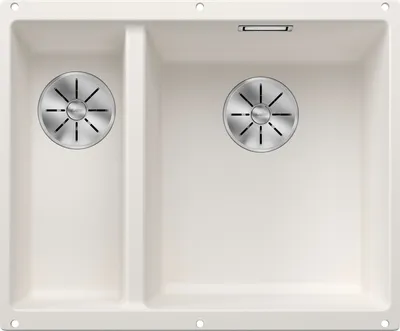 Produktbild von BLANCO SUBLINE 340/160-U, SILGRANIT® PuraDur®, weiß, Hauptbecken rechts, ohne Ablauffernbedienung