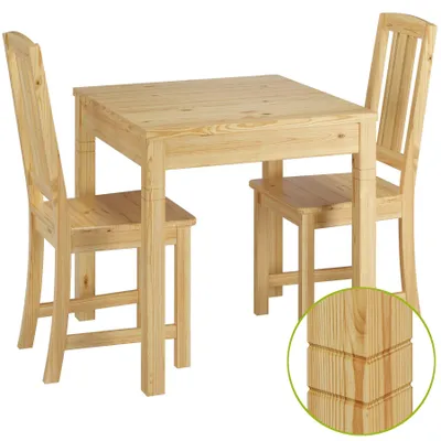 Produktbild von Schöne Essgruppe mit Tisch und 2 Stühle Kiefer natur Massivholz 90.70-50 B -Set 22