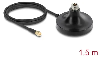 Produktbild von Delock Magnetischer Antennen Standfuß 1 x N Buchse zu 1 x SMA Stecker ULA100 1 m