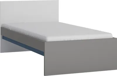 Produktbild von Jugendzimmer Bettgestell 90x200 cm LIIVA-129 in grau mit weiß, blau, B/H/T: ca. 96/80,5/206,1 cm