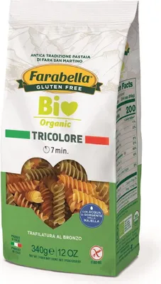 MAKARON (KUKURYDZIANO - RYŻOWY TRÓJKOLOROWY) ŚWIDERKI BEZGLUTENOWY BIO 340 g - FARABELLA