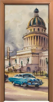 Produktbild von Türposter 90x200 cm Türaufkleber Türtapete Türfolie Klebefolie Alte amerikanische Oldtimer Fahrten