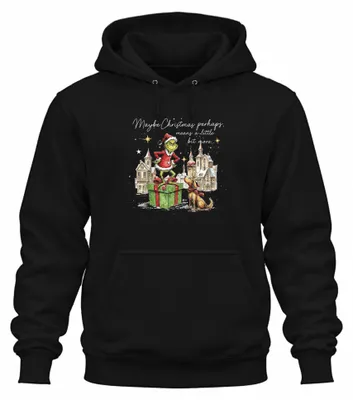 Obrázok produktu pre Možno Vianoce znamenajú niečo viac – vtipná mikina s kapucňou Grinch, čierna, veľkosť M