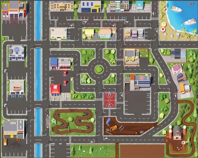 Produktbild von SkippiDoo Kinder Spielteppich Straßenteppich (200x160 cm) - rutschfest & -zertifziert - Teppich Jungen & Mädchen Kinderzimmer, Kinderteppich