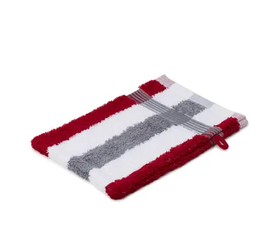 Produktbild von sleepling - liebling Waschhandschuh, 100% hochwertige Baumwolle, mit Schlaufe, 17 x 24 cm, waschbar & trocknergeeignet, weich, bordeaux/weiß/anthrazit