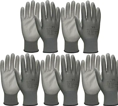 Produktbild von vasalat Arbeitshandschuh Staffl PolyurethanTouch Schutzhandschuh grau Größe 9 / 5 Paar