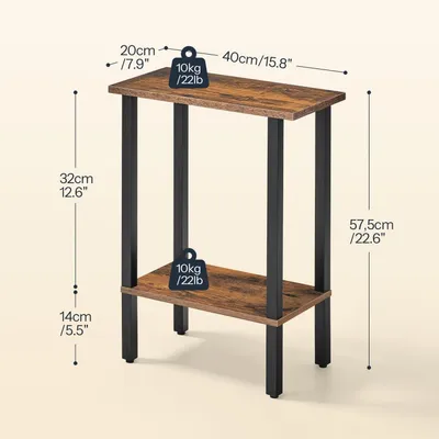 Produktbild von Beistelltische 2er-Set Couchtische Nachttische Vintagebraun Schwarz 40x20x57,5 cm