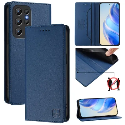 Produktbild von Lederhülle für Oukitel C1 / C1 Pro Hülle Flip Brieftasche Kartenfächern Ständer Schutzhülle Blau