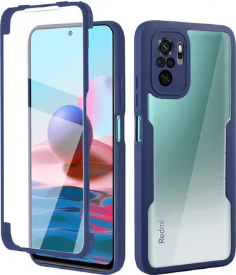 Produktbild von Redmi Note 10 4G Schutzhülle, Eingebautem Displayschutz 360 Grad Komplettschutz Handyhülle für Xiaomi Redmi Note 10 4G/Note 10S Blau