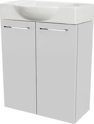 Produktbild von Fackelmann SBC SCENO Gäste WC Set 2-teilig 55 cm, Weiß, 2-Türen, Keramik, Hahnloch rechts