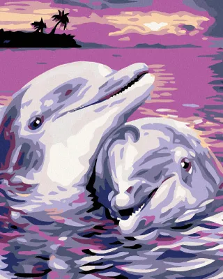 Image de Zuty - Peinture par numéros - DAUPHINS, 40 x 50 cm, sans cadre et sans toile tendue