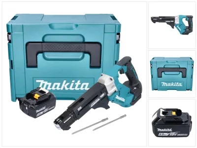 Obrázek produktu pro Makita DFR 551 G1J Akumulátorový zásobníkový šroubovák 18 V 25 - 55 mm bez kartáčů + 1x akumulátor 6,0 Ah + Makpac - bez nabíječky