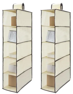 Hängeregal 2er Set, 5 Fächer, Beige, 30x15x70 cm