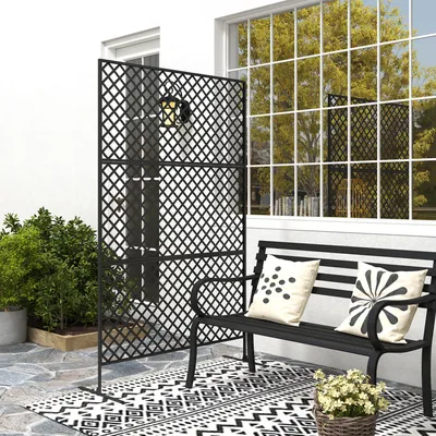 Produktbild von Rankengitter Stahl freistehend, Raumteiler Outdoor, Sichtschutz Garten Kletterhilfe, Schwarz | 122 x 45 x 198 cm | 15,5 kg | Schutzlackierung