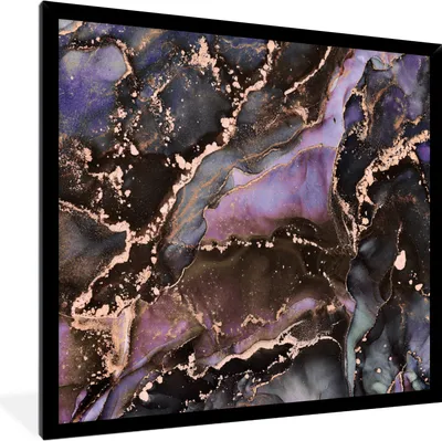 Produktbild von MuchoWow® Gerahmtes Poster Marmor - Gold - Rosa 40x40 cm - Poster mit Schwarzem Bilderrahmen Wandposter Rahmen Foto Bilder - Mit Rahmen - Wanddekoration Schlafzimmer