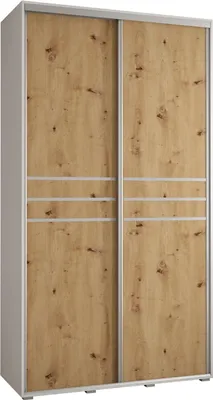 Produktbild von MEBLE KRYSPOL Cannes 10 Schrank mit 2 Schiebetüren - 205,2x140x60 cm - Weiß Artisan Silber
