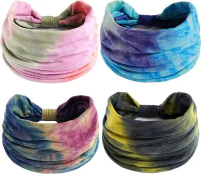 Produktbild von 4 Stück Stirnband Damen, Haarreifen Damen Stirnband Breite Elastische Weiche Boho Haarbände Print Haarschmuck, Yoga Sport Haarband Mehrfarbig Haarreifen Damen