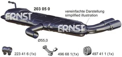 Produktbild von ERNST 203050 Endschalldämpfer für AUDI A3 Sportback (8PA) Auspuff