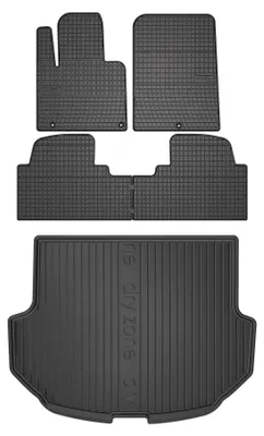 Productafbeelding van Rubberen automatten + kofferbakmat voor Hyundai SantaFe III 2012-2018 (SUV) – 5-delig, zwart, op maat – Wielganizator SolidPRO