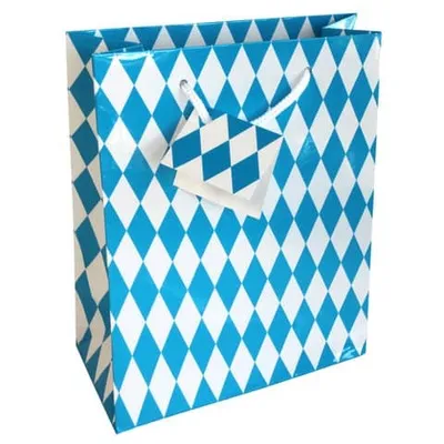 Produktbild von Geschenktragetasche Bayernraute, 21 x 18 x 8 cm, blau/weiß