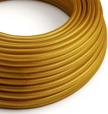Immagine prodotto di Creative-Cables Cavo elettrico rivestito in tessuto, 3 x 0,75 mm², 50 m, Oro RM05, Rotondo effetto seta