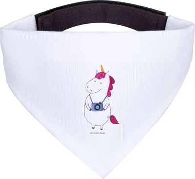 Produktbild von Mr. & Mrs. Panda Tuch Einhorn Fotograf - Weiß - Geschenk, Kamera, Urlaub, Einhörner, Unicorn, Halstuch, Für Hunde, Fotografie, Hund, Hundehalstuch