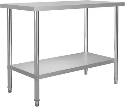 Produktbild von Küchen-Arbeitstisch 120 x 60 x 85 cm Edelstahl Gastronomie Gastro Edelstahltisch Küchentisch Zerlegetisch Silbern