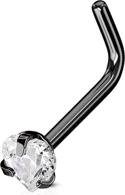 Produktbild von Nasenpiercing Stecker Nasenstecker Stift Nasen Piercing gebogen Zirkonia Herz Kristall L-Form  0,8 mm