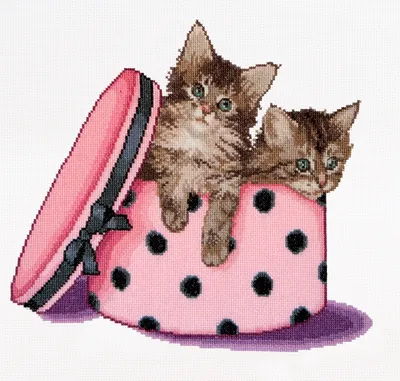 Produktbild von Thea Gouverneur Kreuzstich Stickpackung "Kätzchen-Zwillinge Aida", Zählmuster, 31x30cm