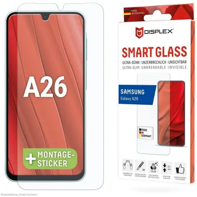 Image de Displex Smart Glass (9H) pour Samsung Galaxy A26/A16 (5G)/A17 (4G/5G), autocollant de montage, incassable