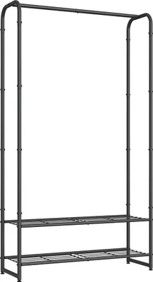 Obrázok produktu pre Vešiak na oblečenie s policami – Vešiak – Oceľ – 29 x 73 x 158,4 cm – matná čierna