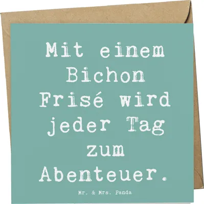 Produktbild von Mr. & Mrs. Panda Klappkarte Spruch Bichon Frisé Abenteuer - Meeresbrise - Geschenk, Hunderasse, Grußkarte, Magie, doppelkarte, Hunderassen Pflege, weiße Hunde, kleine