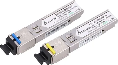 Zdjęcie produktu dla Extralink Moduł SFP WDM SFP 1.25G 1,25Gbps, 1310/1550nm, single mode, 3km, SC, DOM, para, Swiatłowód, 1250 Mbit/s, SFP, SC, 3000 m, 1550 nm