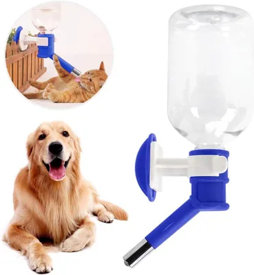 Produktbild von Wasserflasche für Haustiere 500 ml, für Hunde, Katzen und Kaninchen, einfach zu befestigen, ungiftiges Plastik