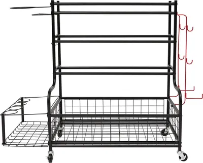 Produktbild von Sportgeräte-Regal - Aufbewahrungsregal - 4 Ebenen - Kohlenstoffstahl - 4 Rollen - Tragkraft 160 kg - 102×40×93 cm - Schwarz
