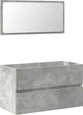 Produktbild von vidaXL Badschrank mit Spiegel Betongrau Holzwerkstoff