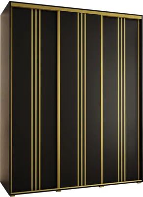 Produktbild von MEBLE KRYSPOL Davos 6 Schrank, drei Türen - 235,2x190x60 cm - Schwarz Schwarz Gold
