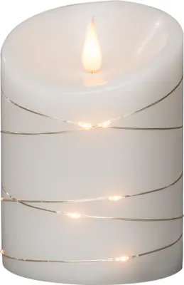 Produktbild von Konstsmide LED Echtwachskerze, weiß, mit 3D Flamme und silberf. Draht