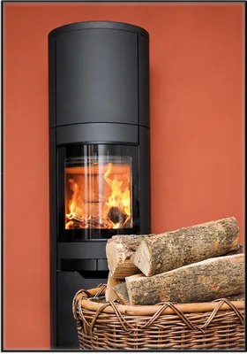 Produktbild von Wallario Wandbild Kamin Romantik, Größe: 70,30 x 100,30 cm, Poster mit schwarzem Aluminiumrahmen