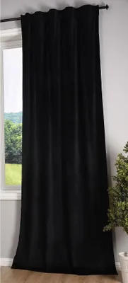 Produktbild von Verdunkelung Vorhang »Milano« Samt blickdicht Schlaufenband Tunneldurchzug Blackout Bügelband kürzbar Schwarz 1 Stück HxB 280x135 cm, 20357